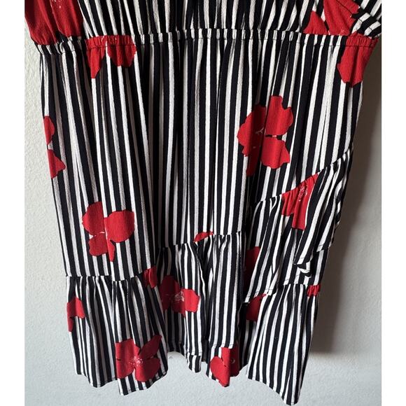Madewell Ruffle Faux Wrap Dress Women’s Size 4 Candied Orchids Striped Floral - Picture 4 of 6